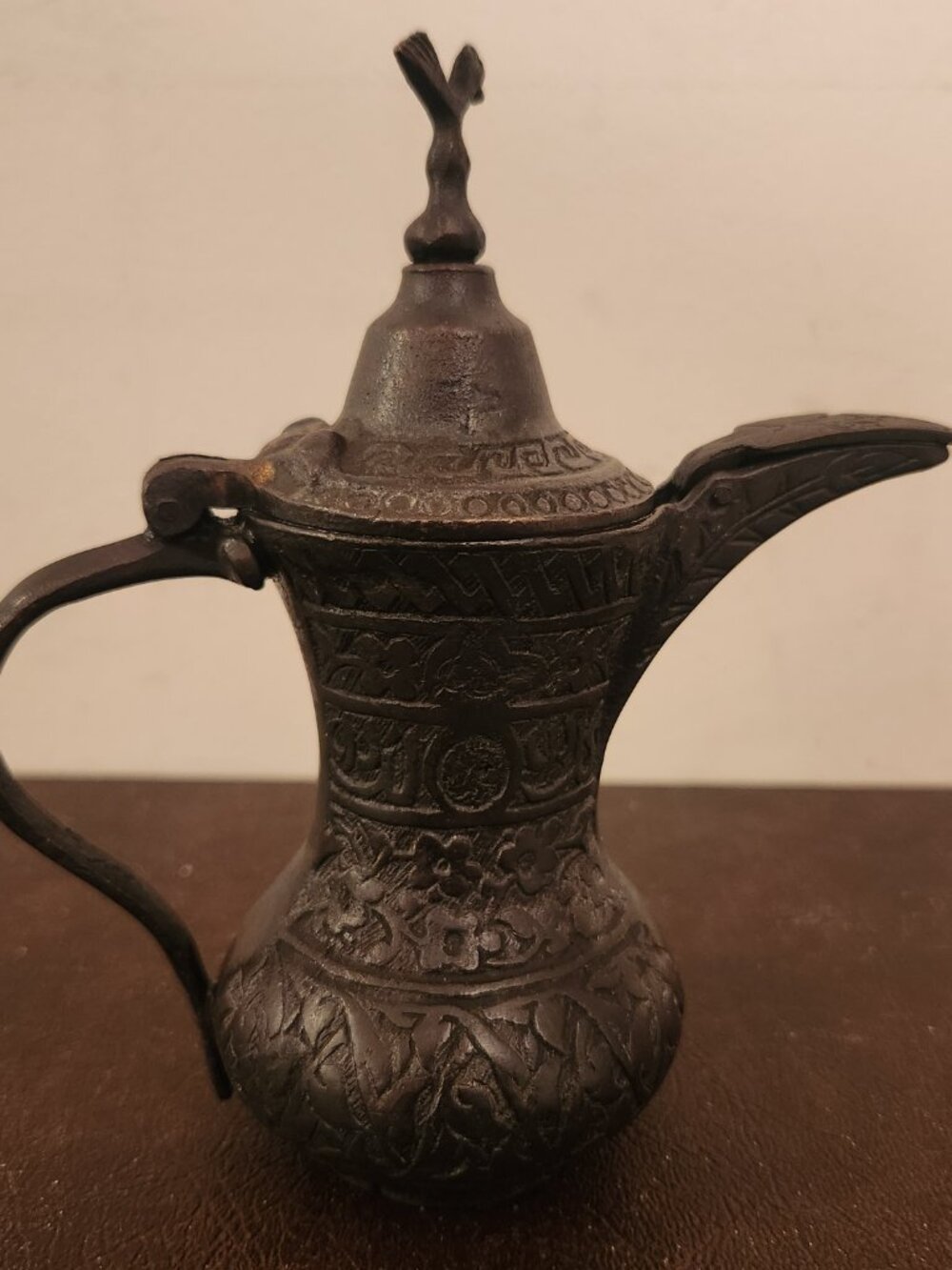 Antique Arabic Dallah Coffee Pot Brown Authentic from Middle East
